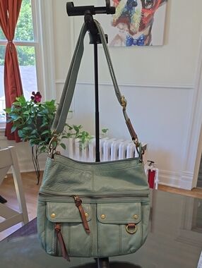 Vintage Fossil Teak Leather Crossbody Shoulder Bag